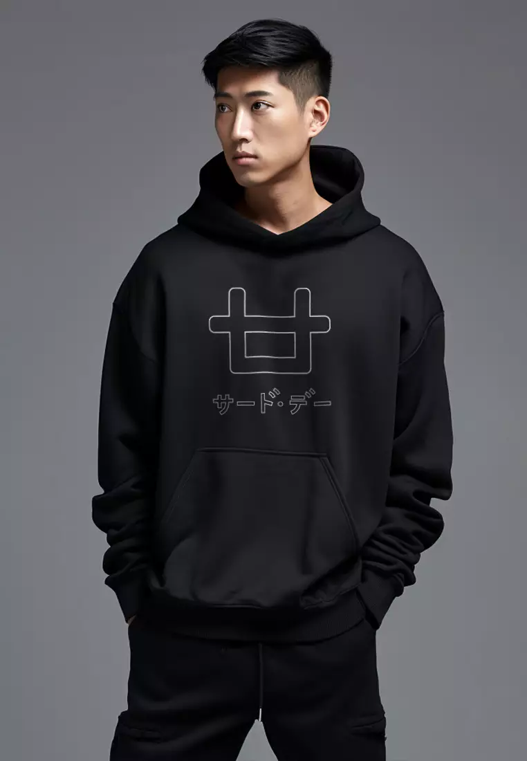 MTD97F  Hoodies Premium ScubaLux Anti Kusut Waterproof "Logoicon Outline" Hitam