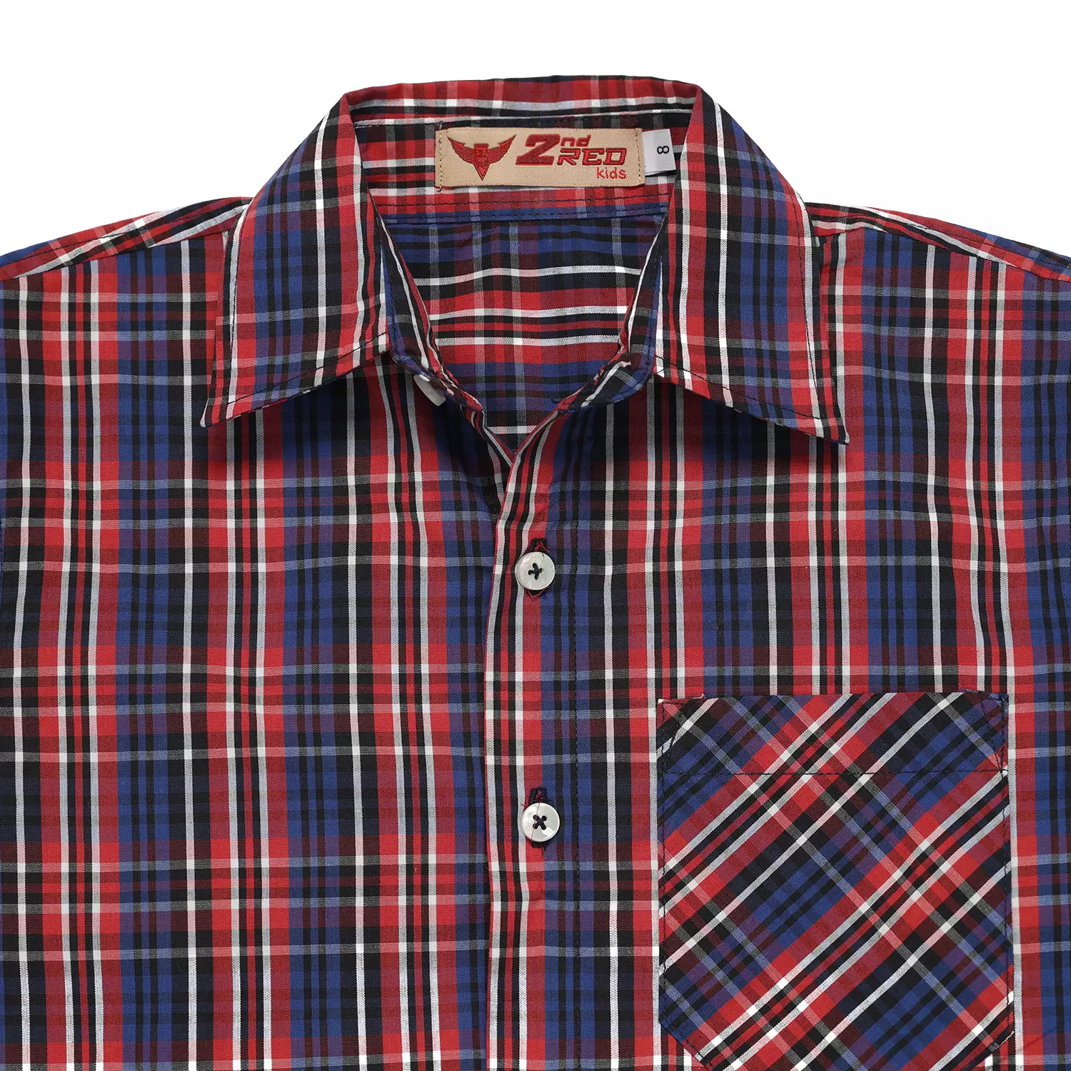 Kemeja Anak Perempuan Lengan Panjang Kotak Biru Merah - BRIGHT