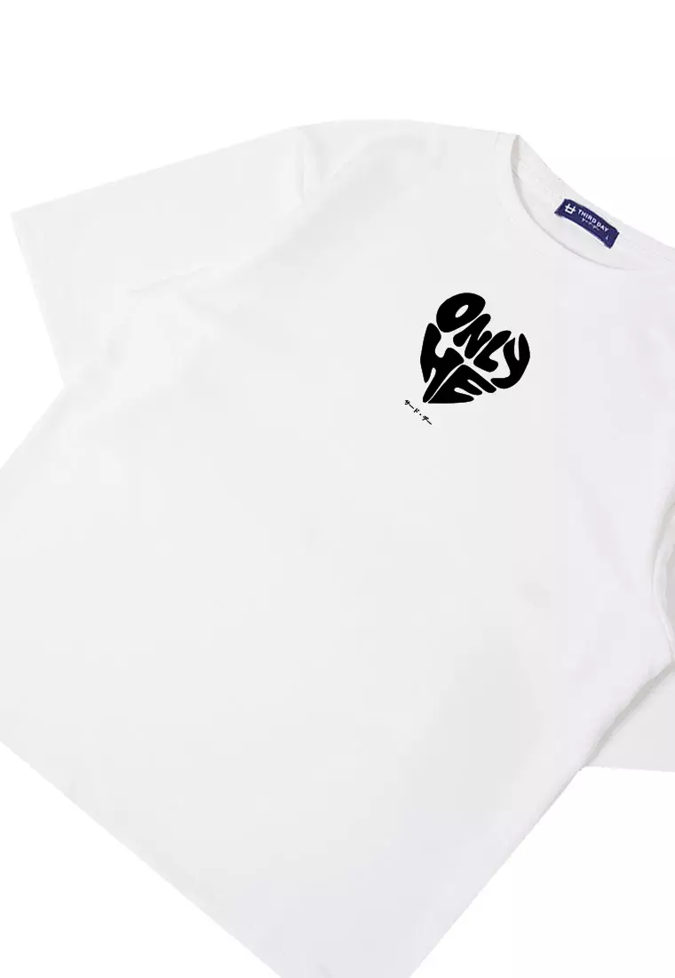 MTU26 kaos couple pasangan terbaru oversize bahan tebal scubalux "only he" putih