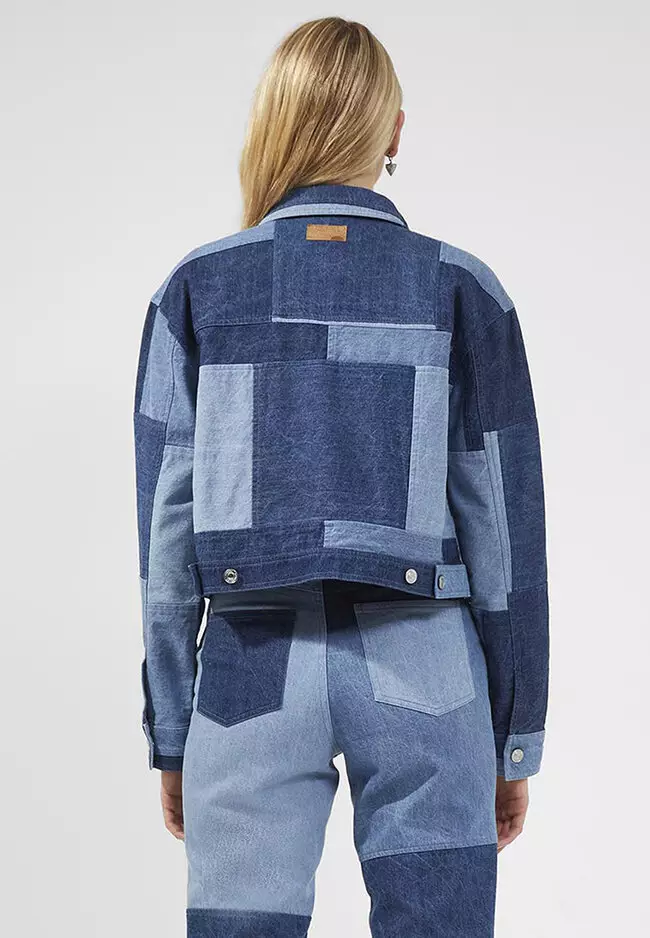 French Connection Patched Denim hotsell Cropped Jacket