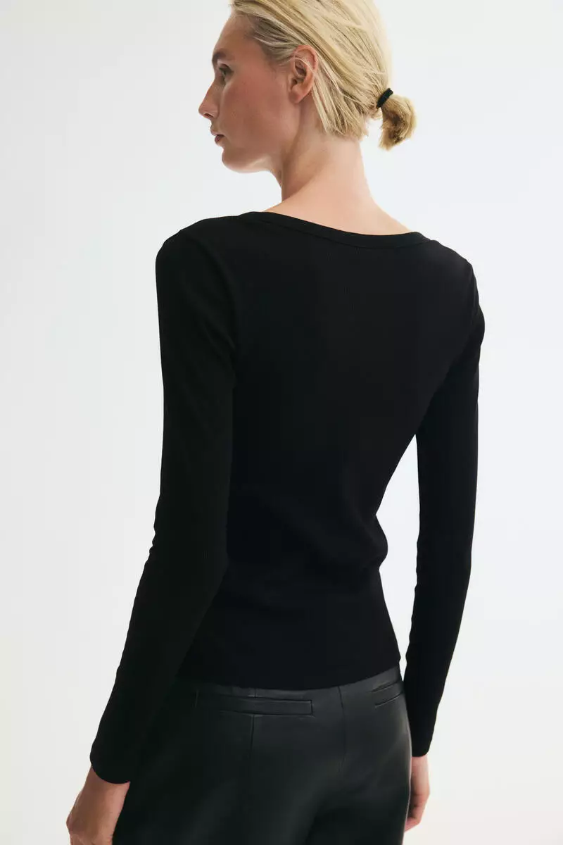 Scoop-neck cotton jersey top