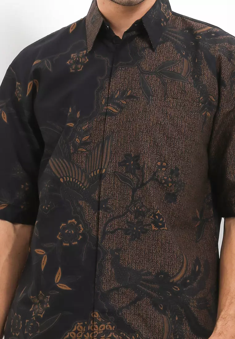 BATIK TALENTA EXCLUSIVE Lengan PENDEK FLOWER BLACK BALI