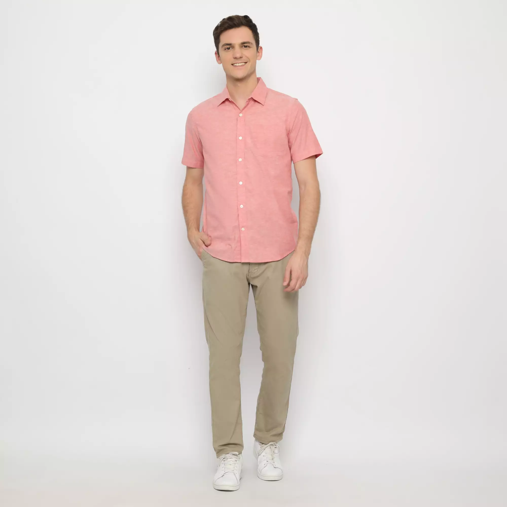 Platini Kemeja Pria Polos Lengan Pendek Katun Oxford Salem 1069