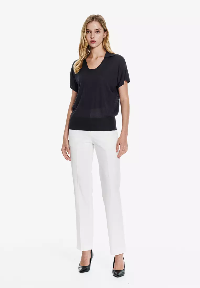 爵士灰U領連肩袖針織衫