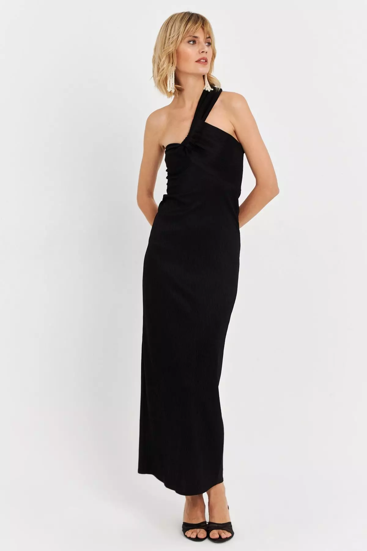 Asymmetrical Neckline Maxi Dress