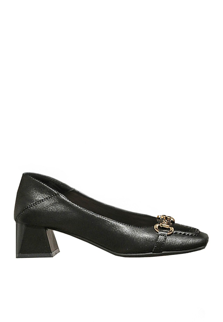 VANSA Cow Leather Horsebit Mid Heel Pumps VSW-H500-2