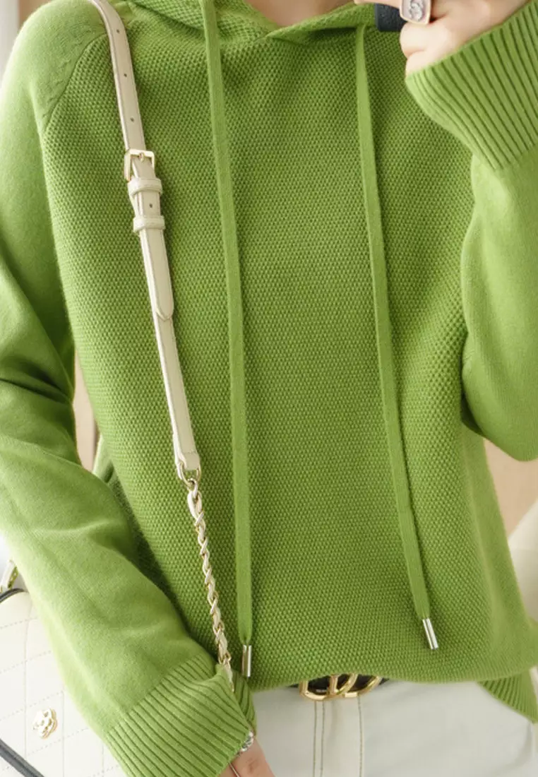 VANSASolid Color Hooded Knitted Sweater VCW-Kw-05232