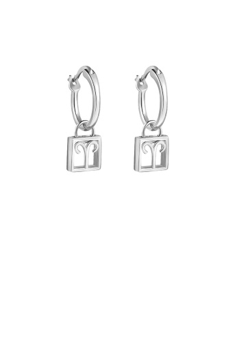 Glamorousky silver 925 Sterling Silver Fashion Simple Twelve Constellation Aries Hollow Geometric Earrings 331CCACB0C1B07GS_1