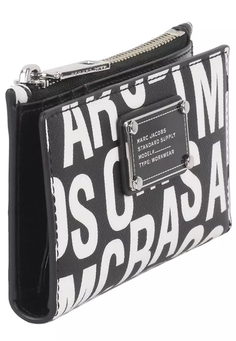 Jumbled Logo Trademarc Medium Flat Wallet - Black/ White 4P4SMP027S02