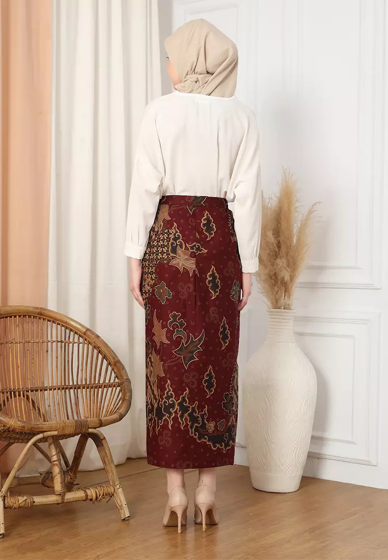 Enzy Batik Rok Batik Anargya - Maroon