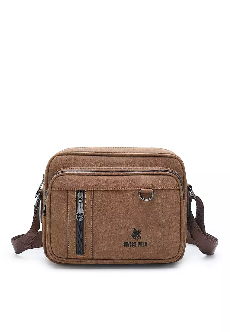 Buy Swiss Polo Men s Sling Bag Crossbody Bag Light Brown