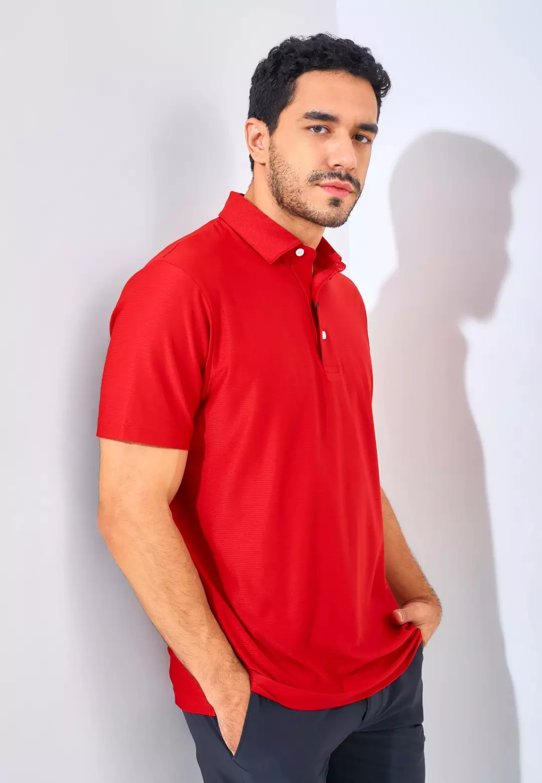 Jack Nicklaus Sicily Premium Solid Stripe Polo Chili Red