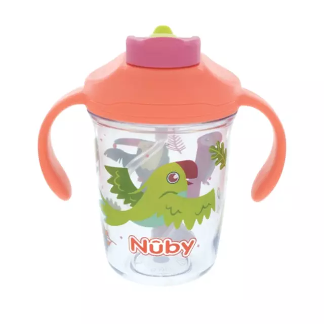 Nuby 2 Handle Multifunction Flip-It Cup 240ml Birds - Botol Minum Anak BPA Free 2 in 1 12M+