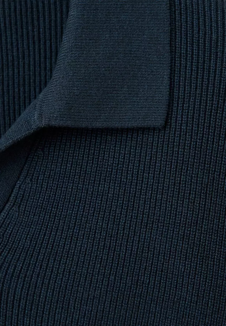 100% Cotton Ribbed Knit Polo Shirt