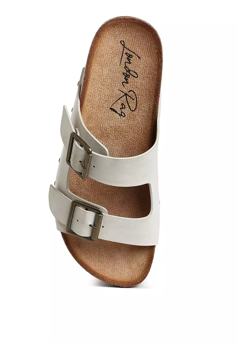 Studded Faux Leather Slip-On In Off-White