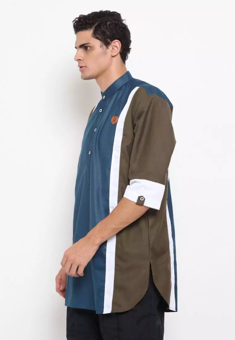 Baju Koko Pria Muslim Zayidan Rais - Hijau Tosca