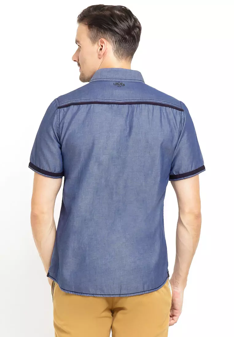 LGS - Kemeja Casual - Kantong - Biru - Slim Fit - JSH.390.S697F.527.C