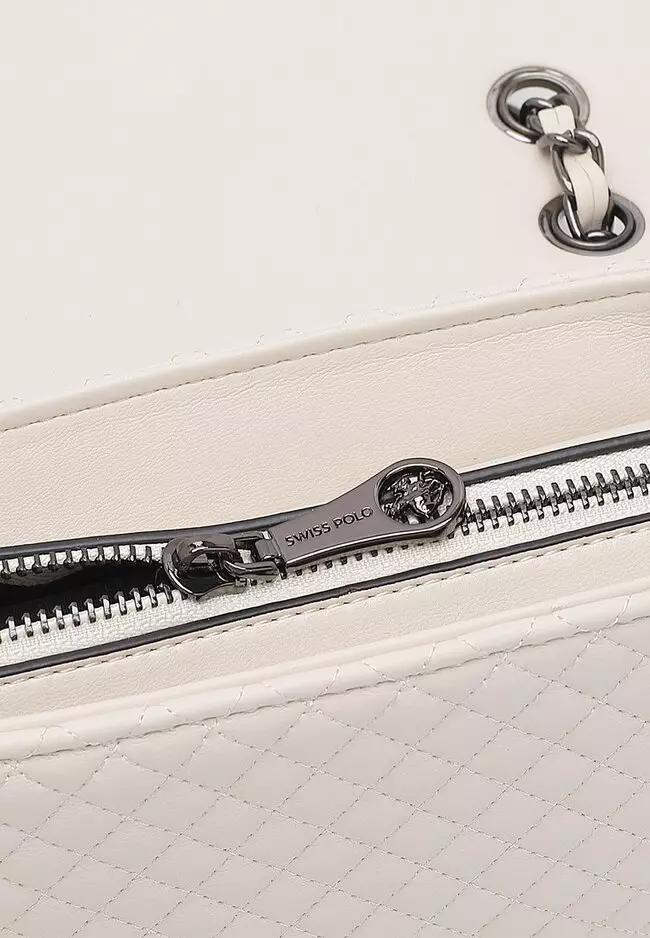 Quilted Sling Bag / Crossbody Bag - Beige