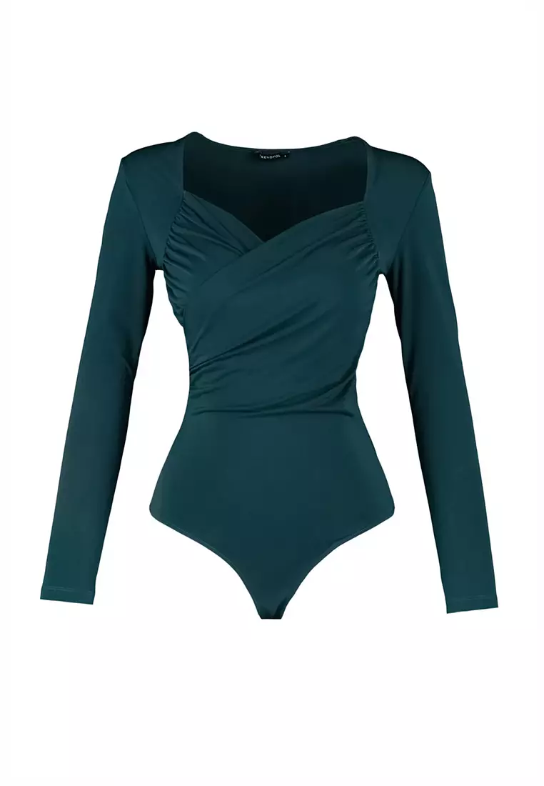 Drape Detailed Bodysuit Top