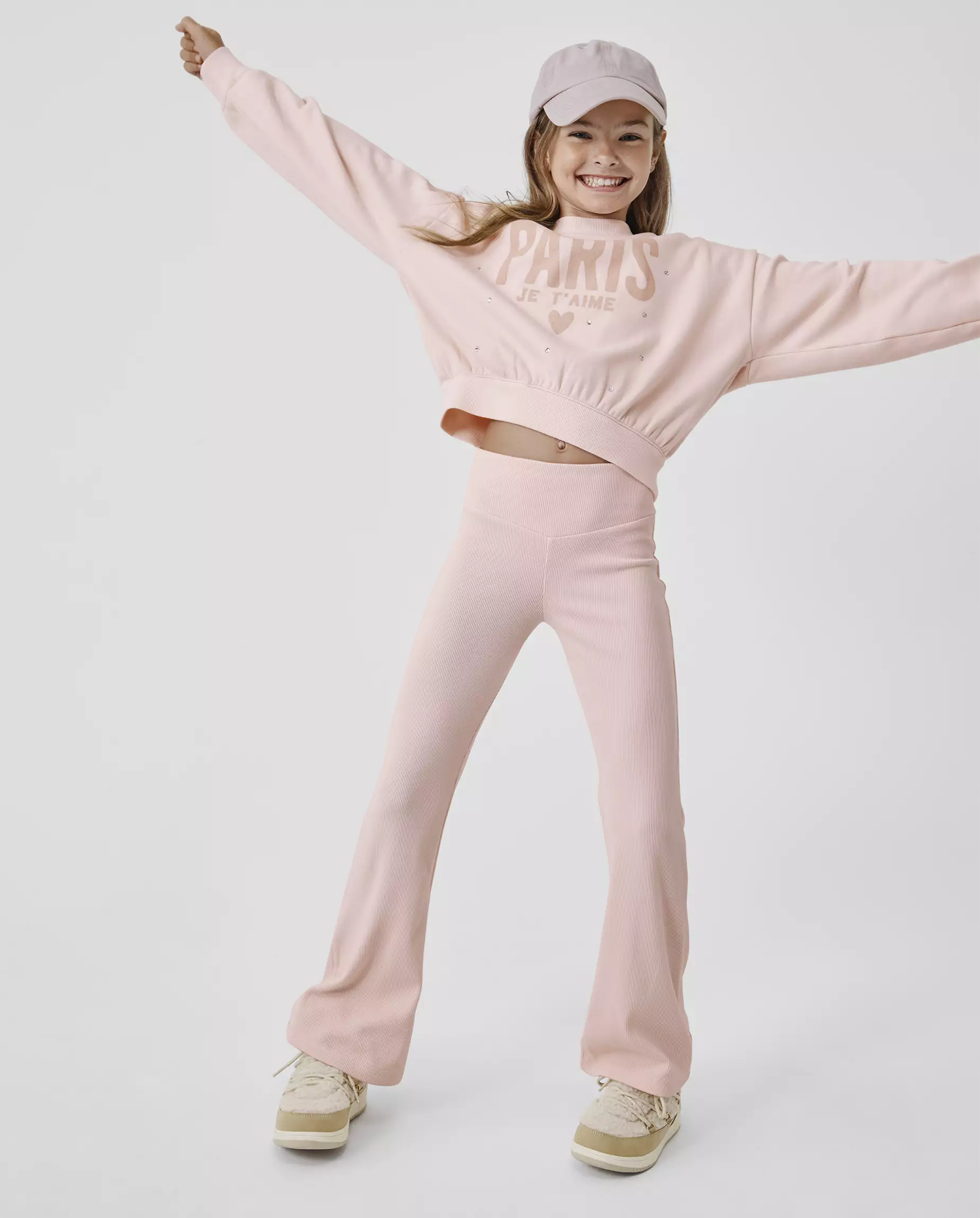 Girls Sueded Rib Flare Leggings -Celana Anak Perempuan (Pink)