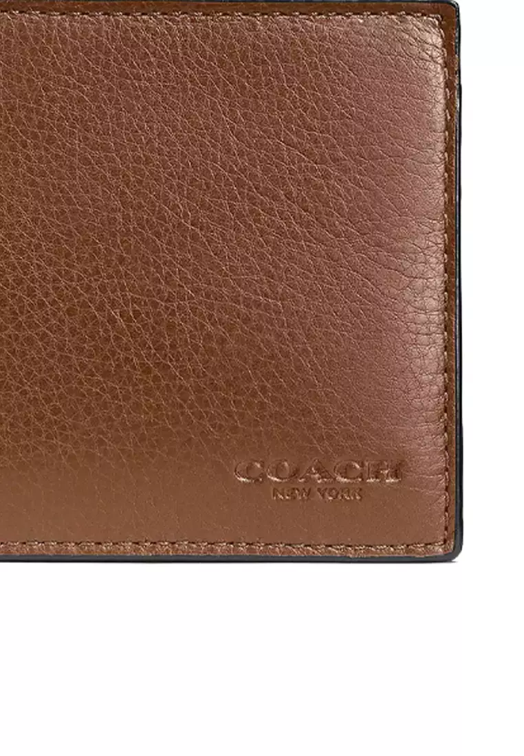 Men's 3 In 1 Wallet In Smooth Calf Leather Dark Saddle CR911
