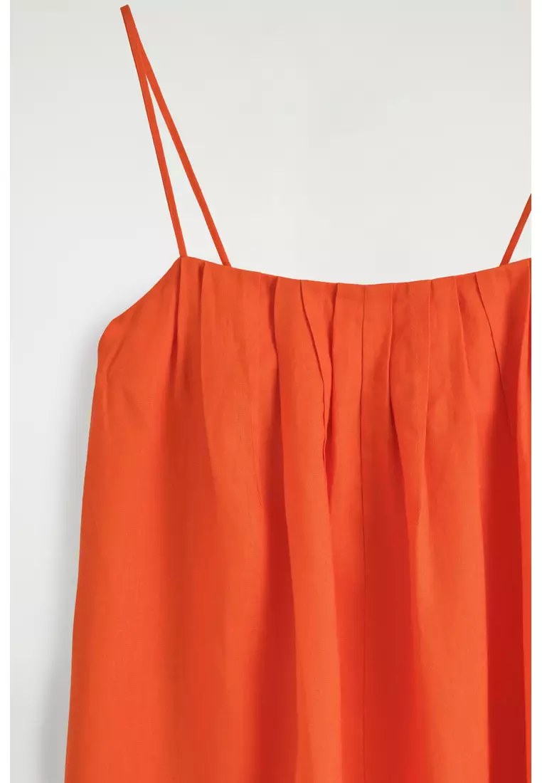 PLEATED LINEN MAXI DRESS