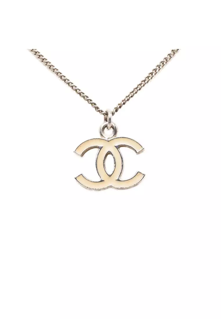 Pre-Loved Chanel Cc Brass Enamel Pendant Necklace