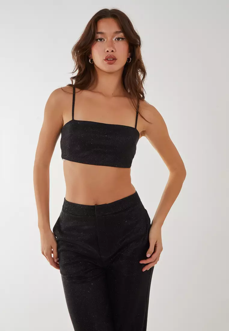 Pink Vanilla Black Metallic Crop Top