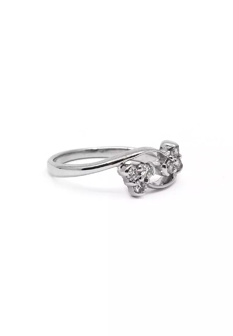 18K Locally Made White Gold Lady Ring with Diamonds