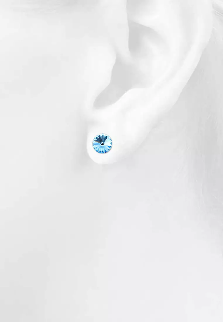 Krystal Dream Earrings Embellished with SWAROVSKI® crystals-White Gold/Blue