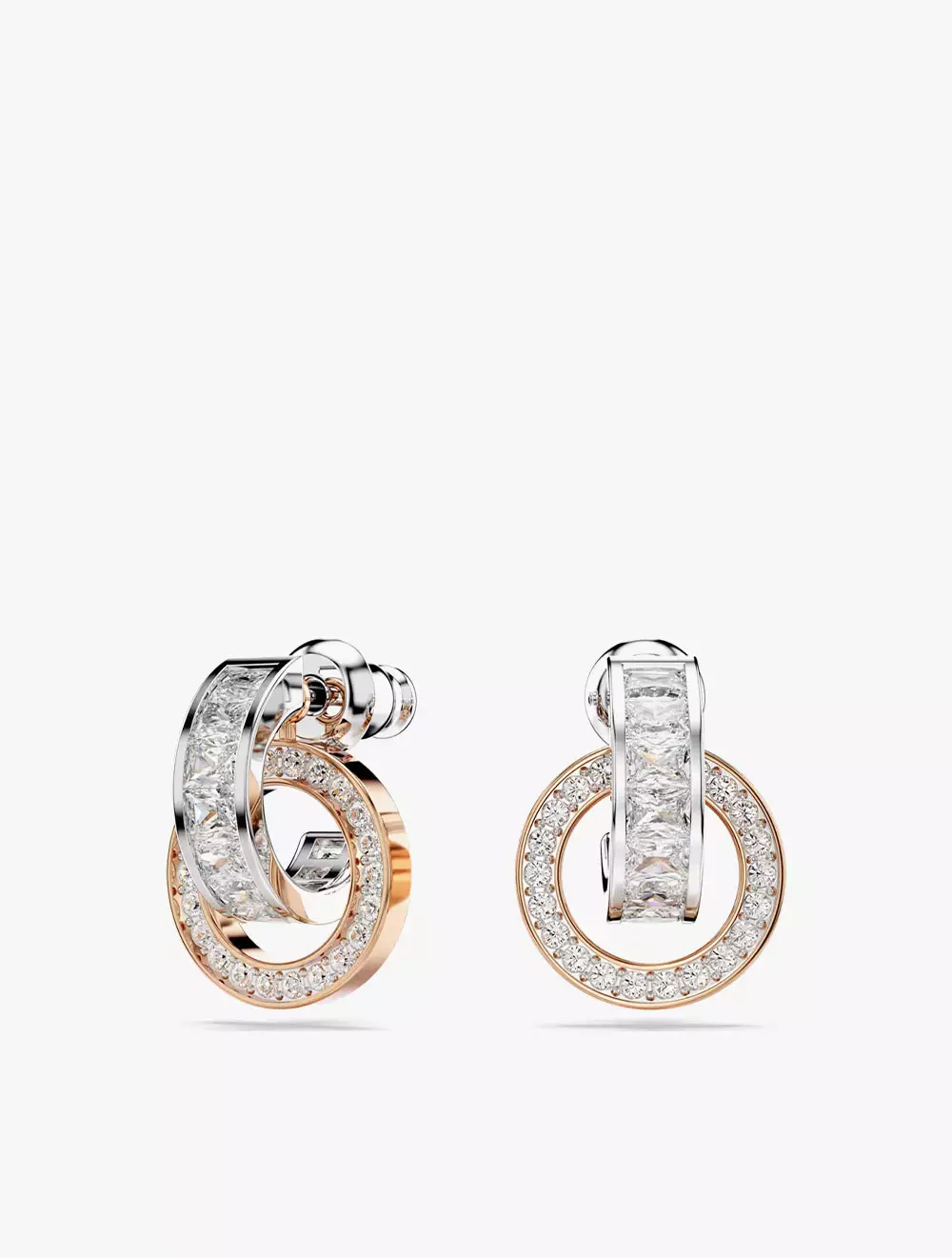 Connexus Drop Earrings, Mixed Cuts, 'Love Is Around', Small, White, Mixed Metal Finish