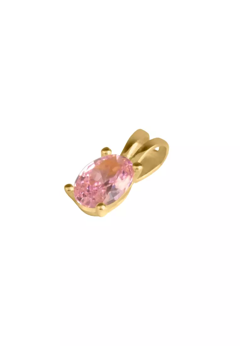  October Pink Tourmaline Colored Cubic Zirconia 18k Gold