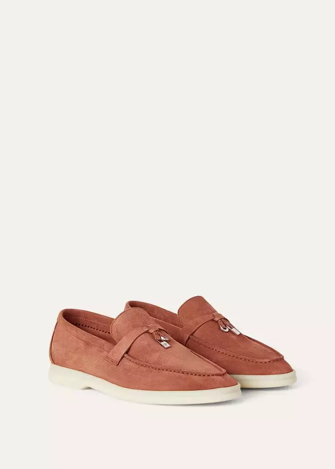 Summer Charms Walk Loafers Suede Goatskin Dusty Orange