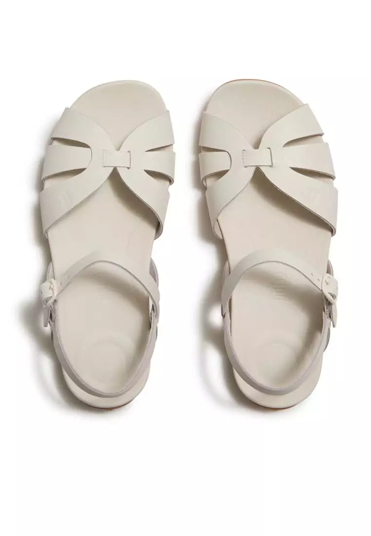FitFlop SOLAY Waterproof-Leather Woven Back-Strap Sandals - Cream (A5Z-477)