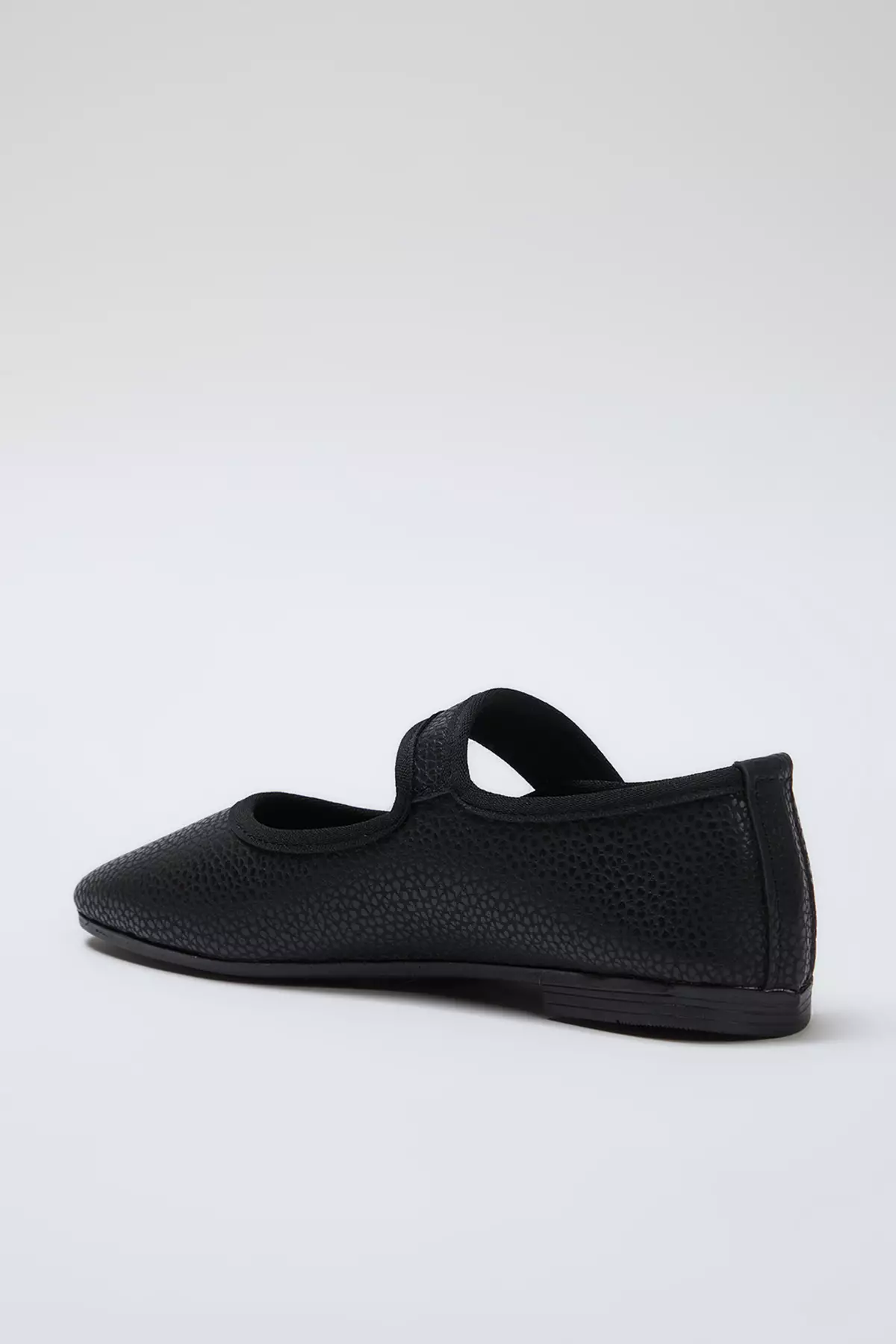 Textured Mary Jane Buckled Ballerina Flats
