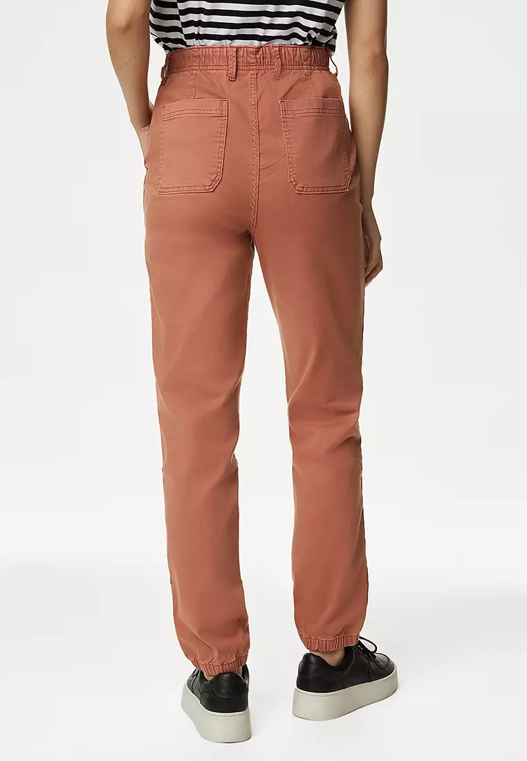 Cotton Blend Slim Fit Ankle Grazer Joggers