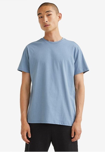H&M blue Regular Fit Round-Neck T-Shirt 78621AA96F6557GS_1