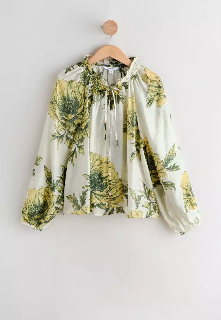 Button Front Long Sleeve Blouse