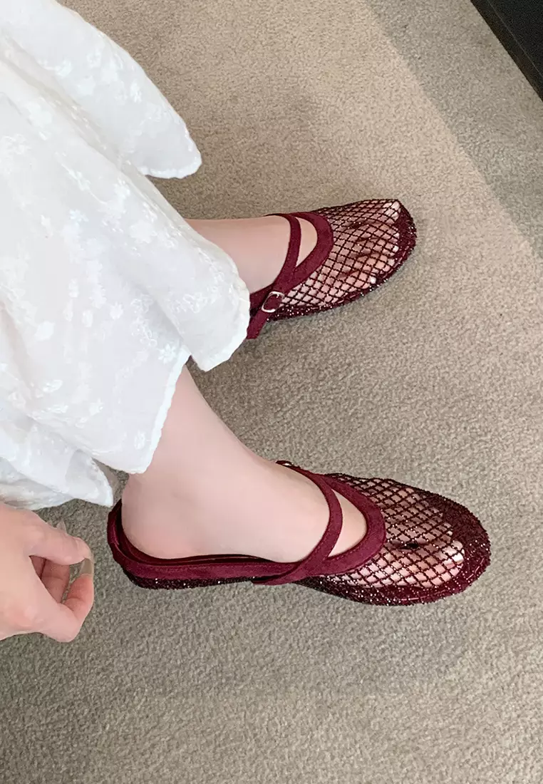 Mesh Hollow Strap Slip-Ons WW3368-2