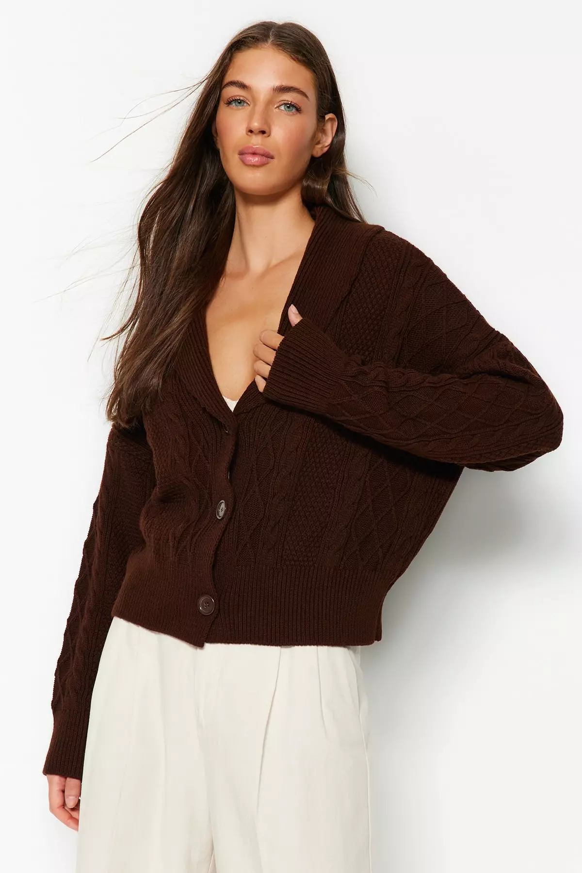 Trendyol Soft Textured Knit Cardigan with Buttons 2024 Buy