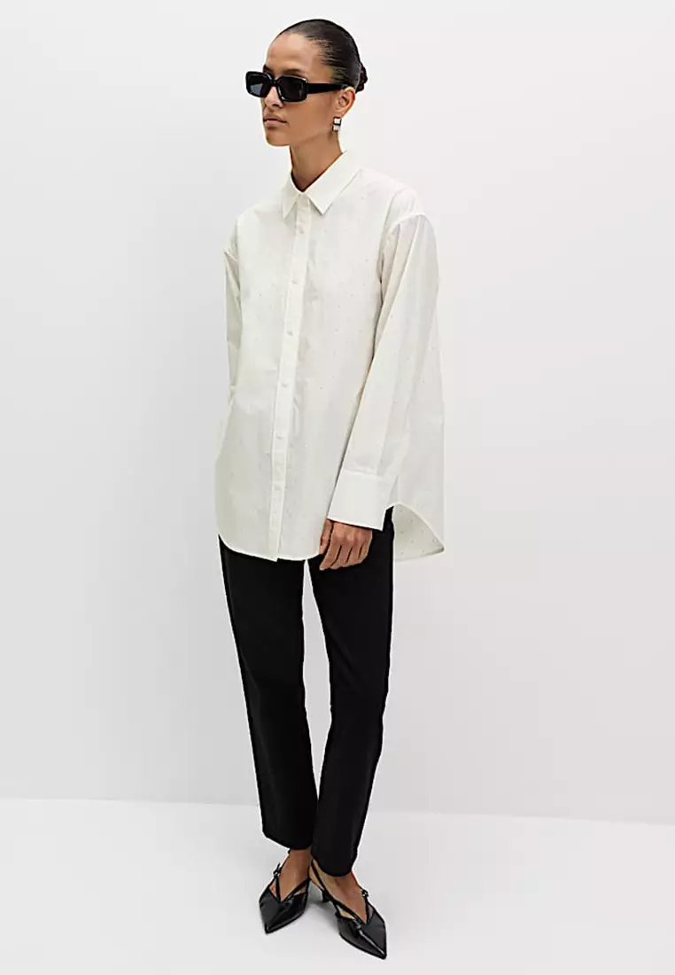 Pure Cotton Oversized Embellished Shirt
