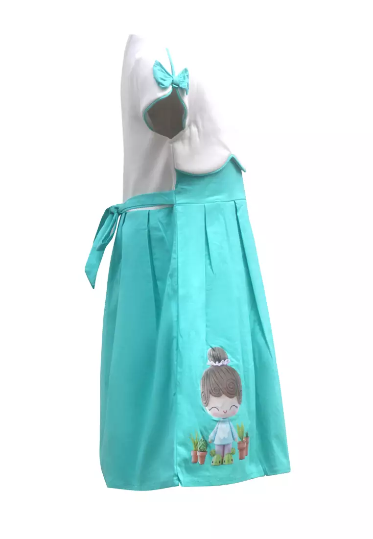 Two Mix Dress Anak Perempuan  - Gaun Anak Bahan Katun usia 1-12 tahun 4212 Tosca