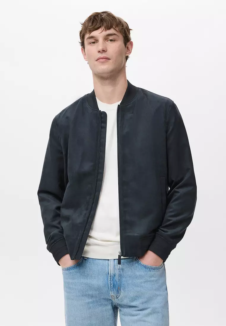 Suede-Effect Bomber Jacket