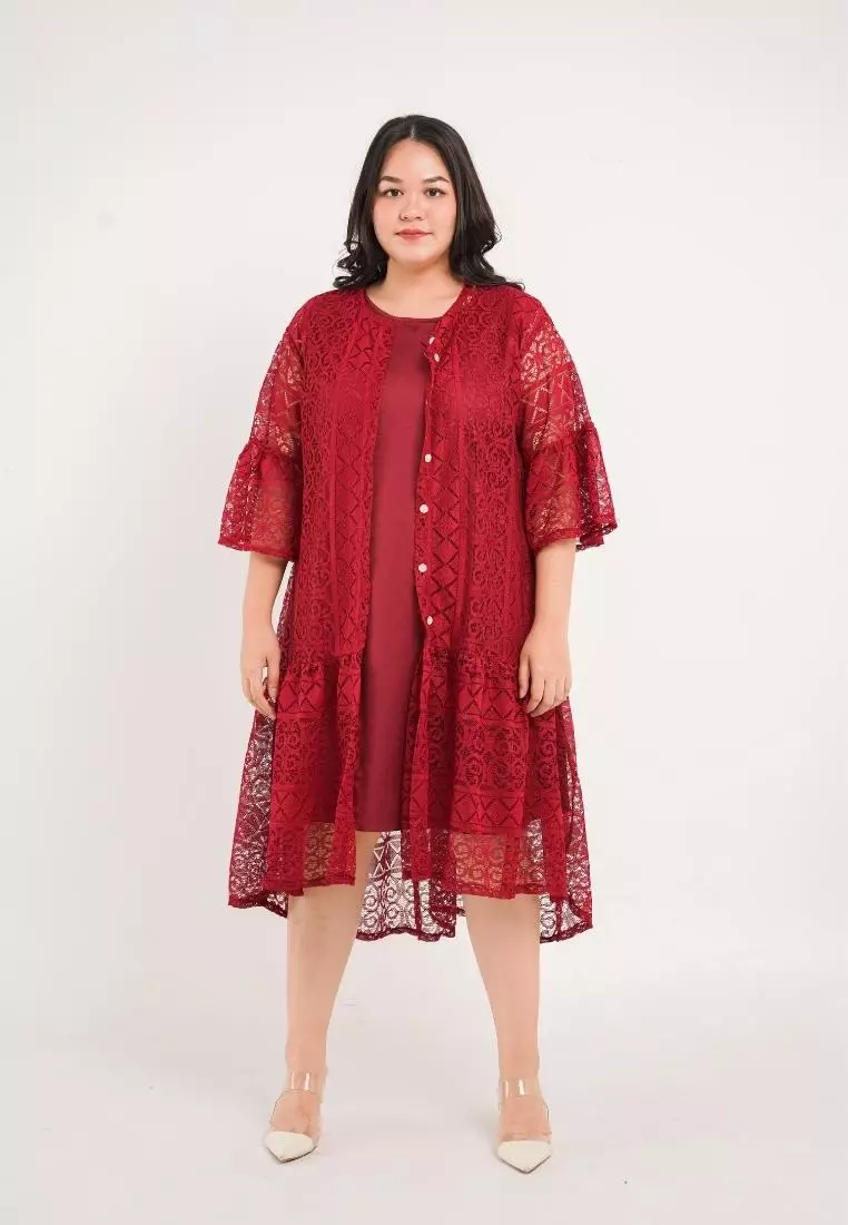 Plus Size Party Dress Aveline Red