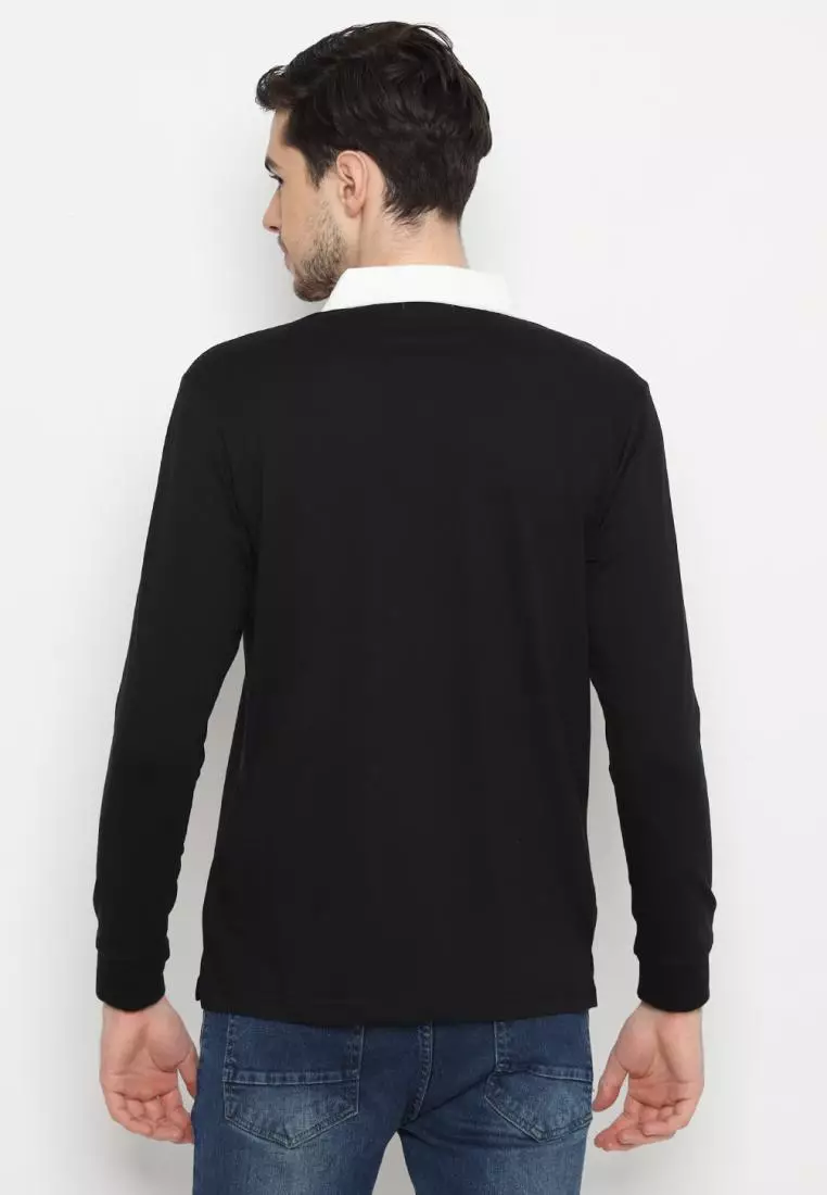 Matsuda Kaos Rugby Polo Shirt Pria Lengan Panjang Fujidera