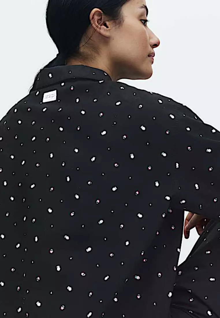 Pure Cotton Floral Cropped Lounge Shirt