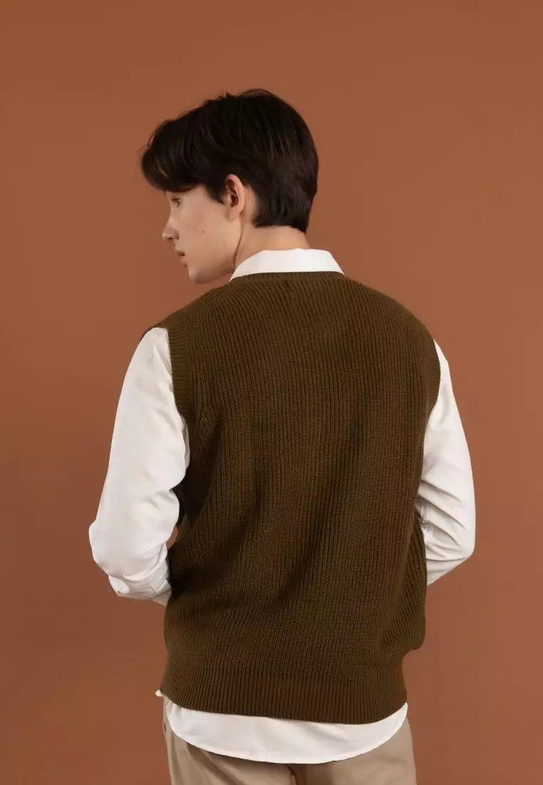 Kale Fenchy Brown / Vest atau Rompi Pria premium berbahan dasar acrylic wool