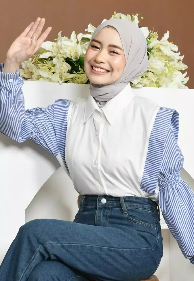 Liya Mix Stripe Shirt - Broken White M18860 R29S1