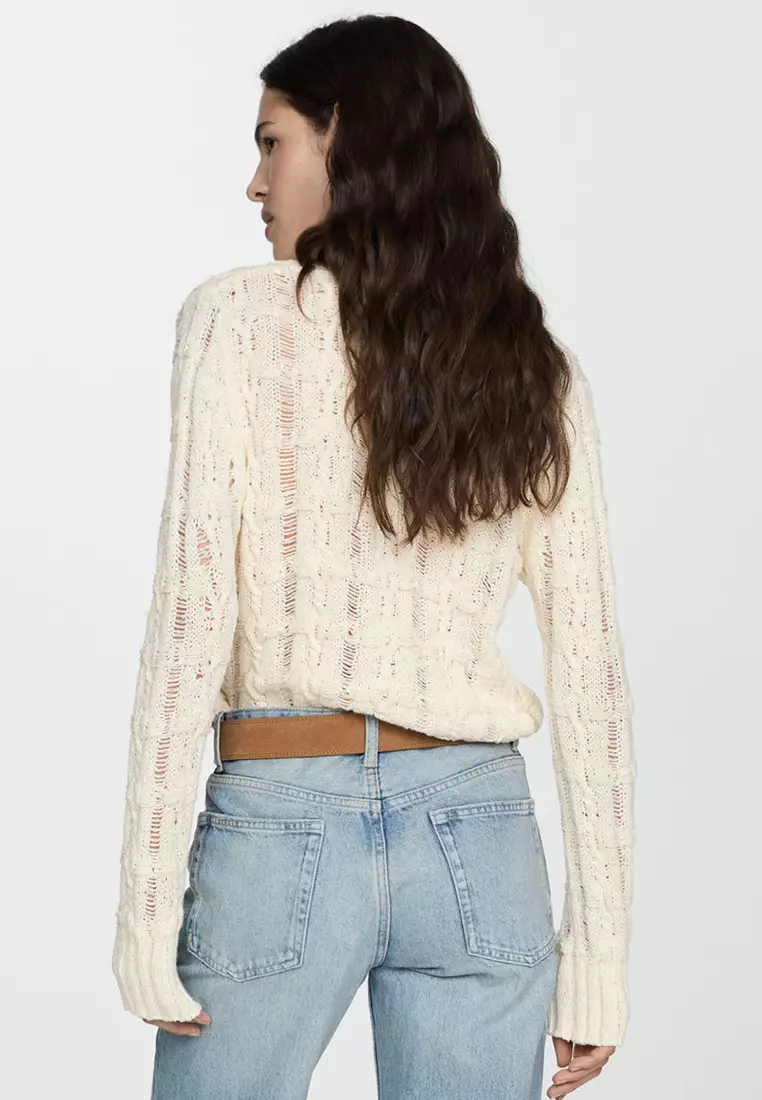 Mango open knit sweater clearance