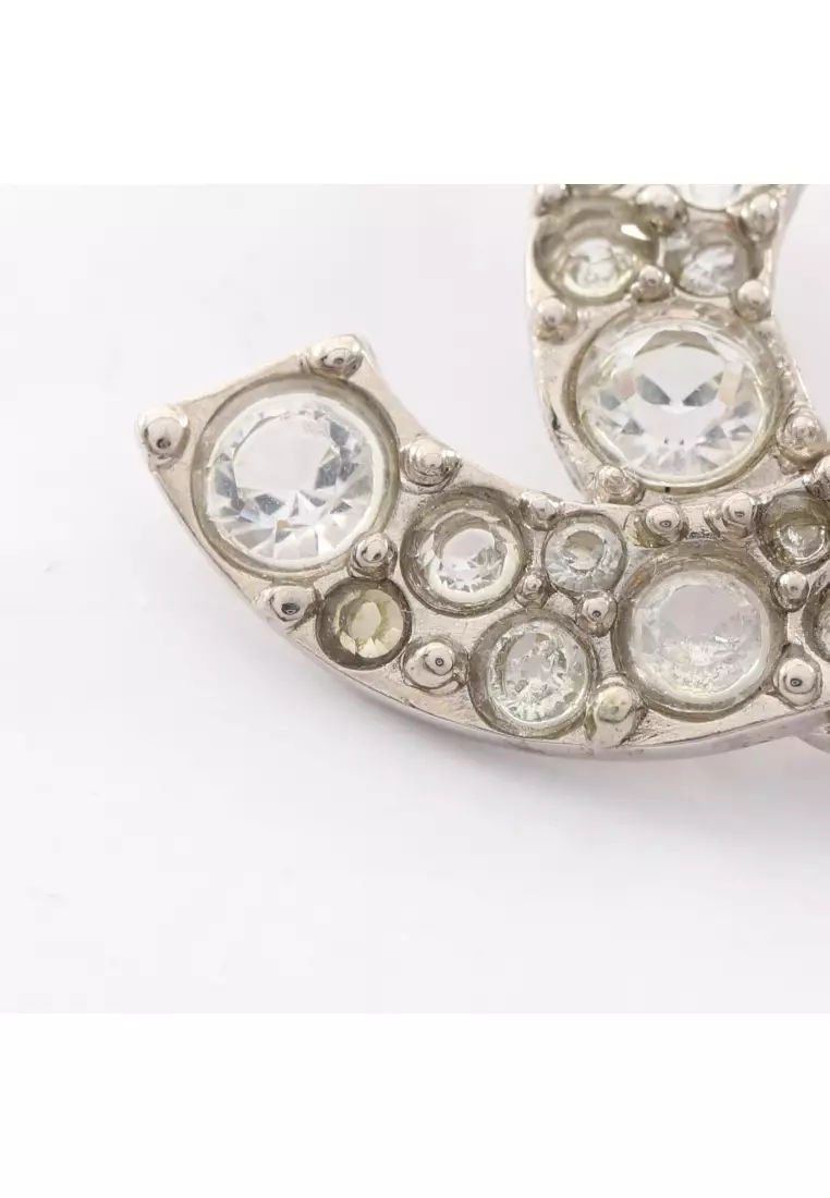 Pre-Loved Chanel coco mark brooch GP Rhinestone gold clear 07V